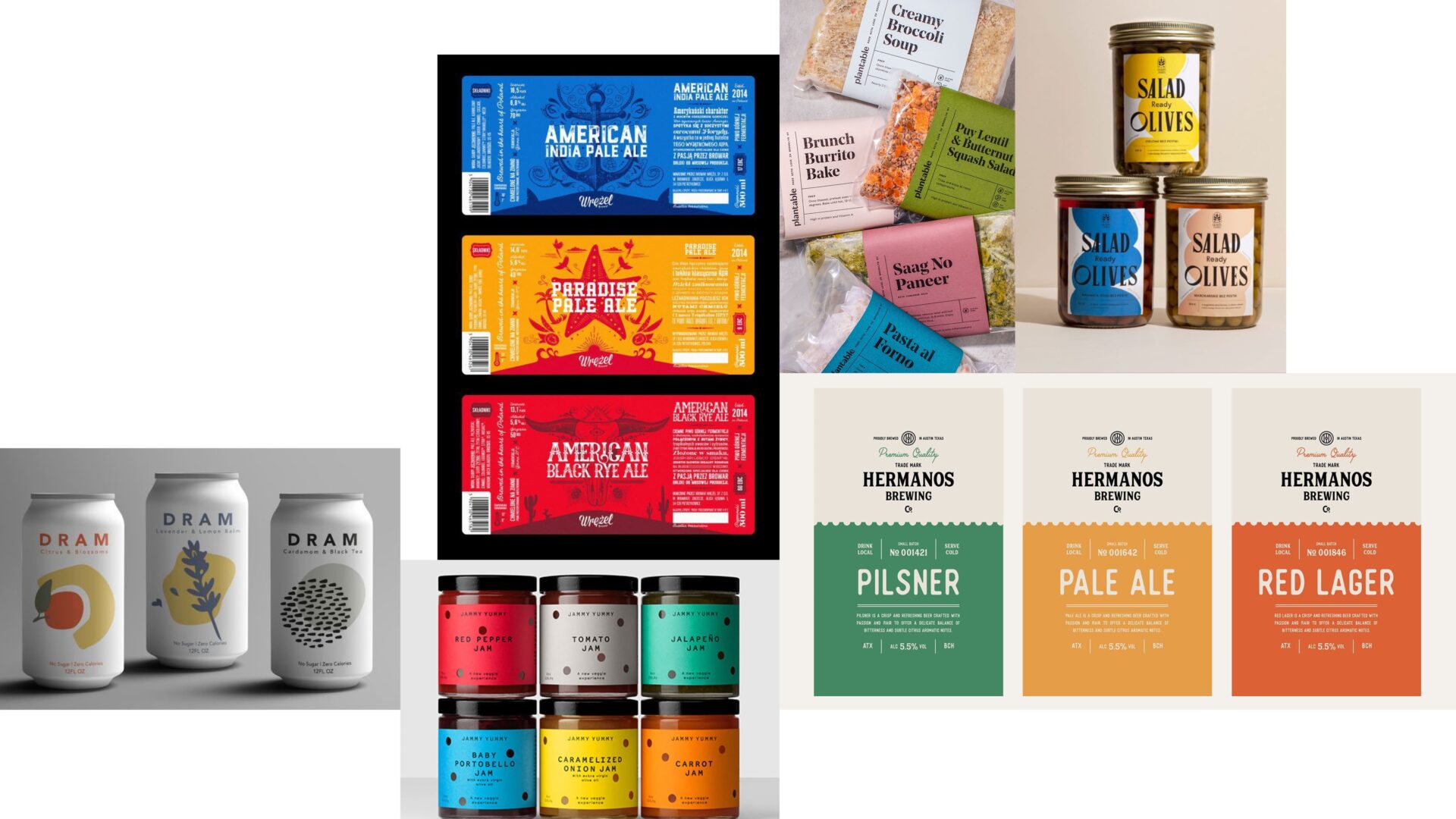 Colourful product packaging with cool fonts and designs