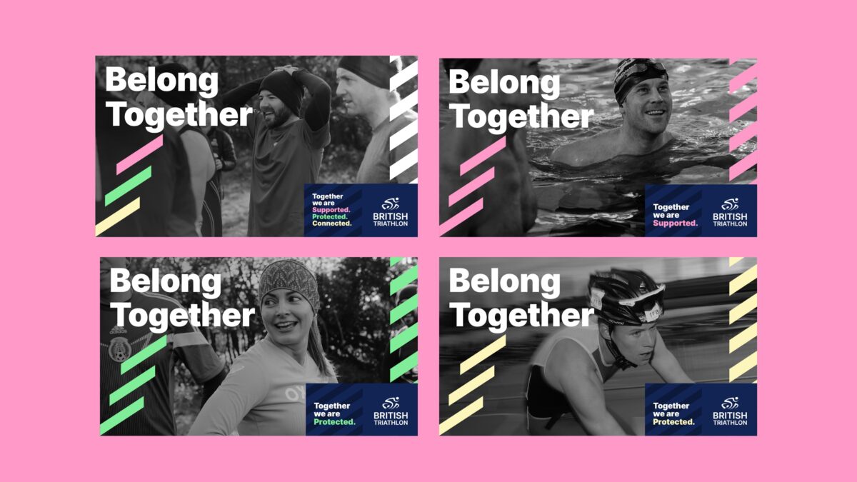 A series of triathletes belonging together