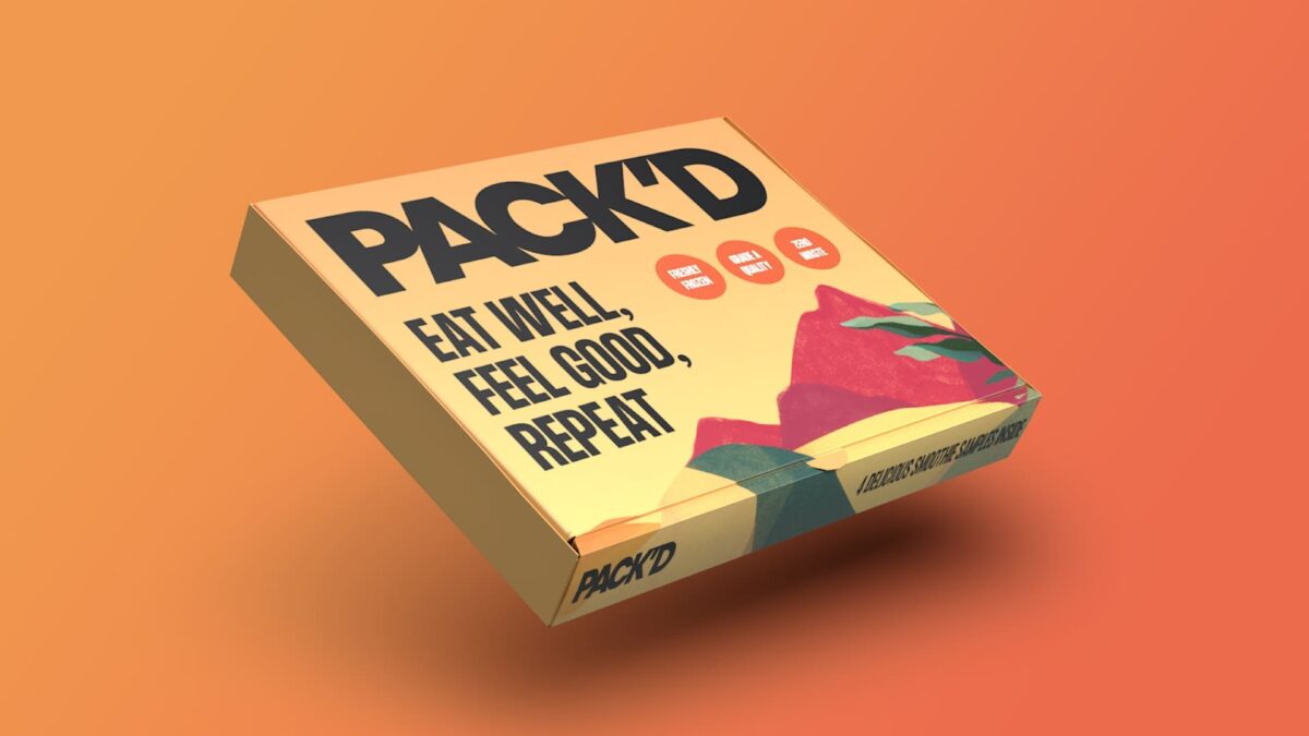 A render of the PACKD bakery box sent out for sample deliveries