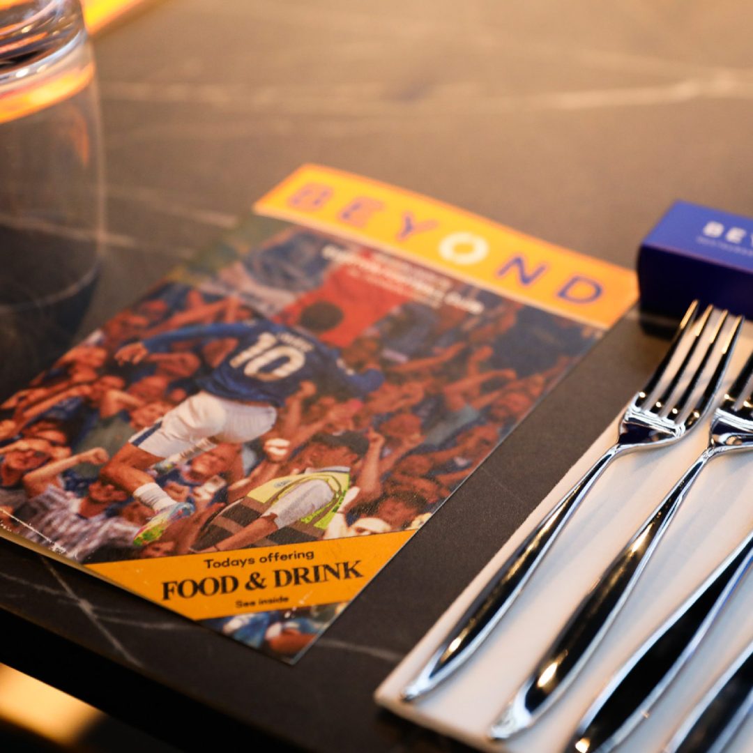 A5 portrait Beyond menu on restaurant table