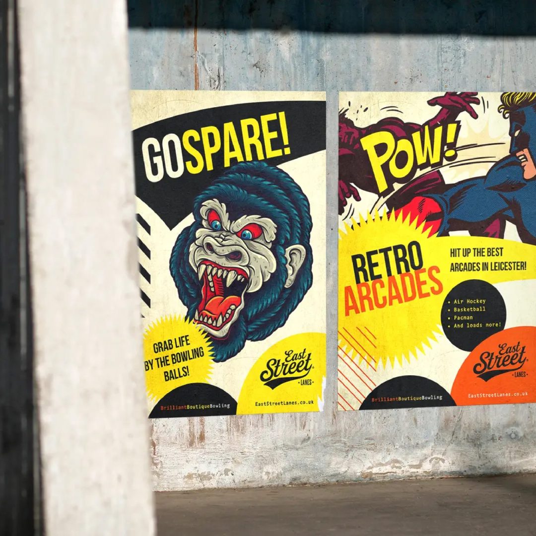 East Street Lanes poster with retro illustrations