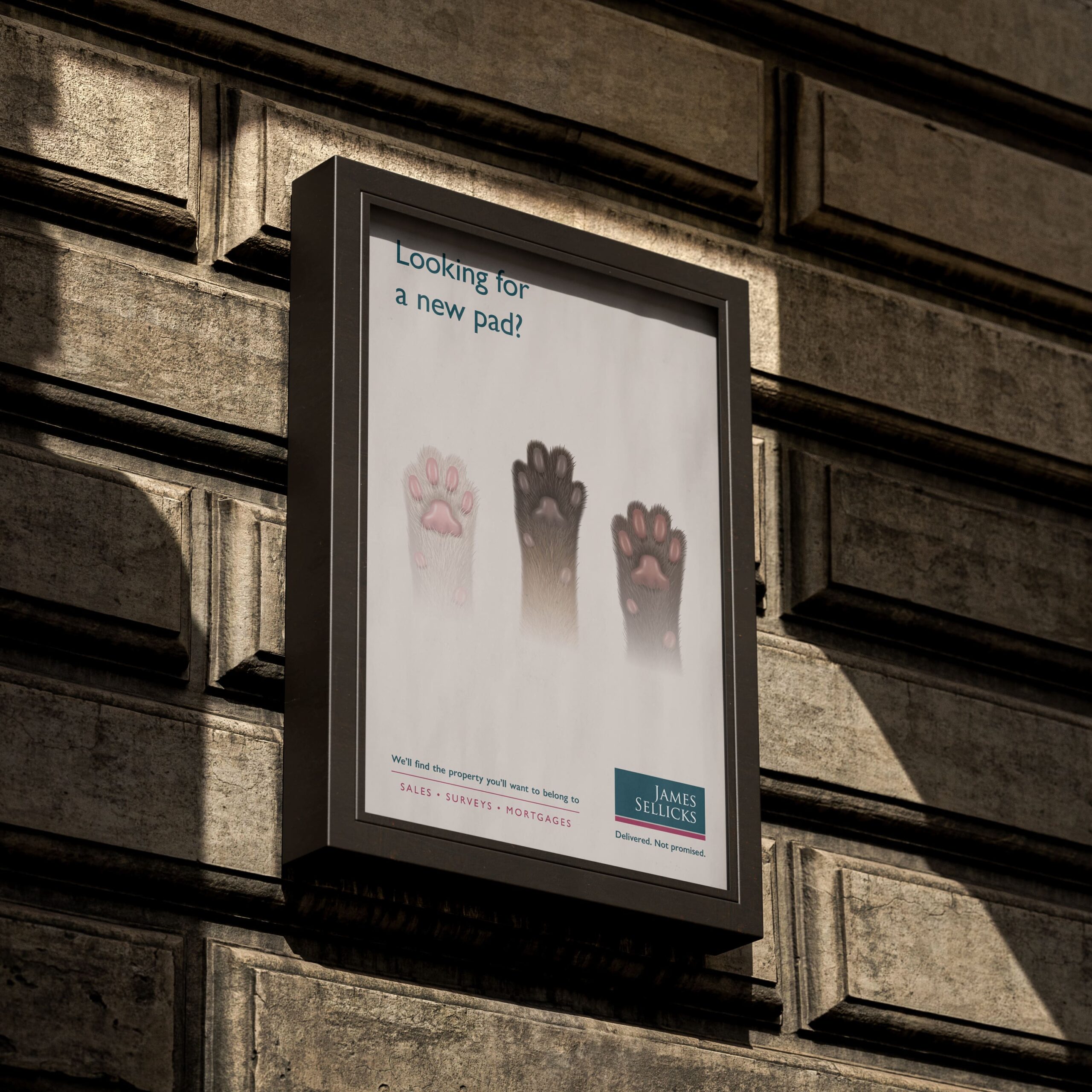 James Sellicks Pet Campaign Poster showing cat paws with the copy line 