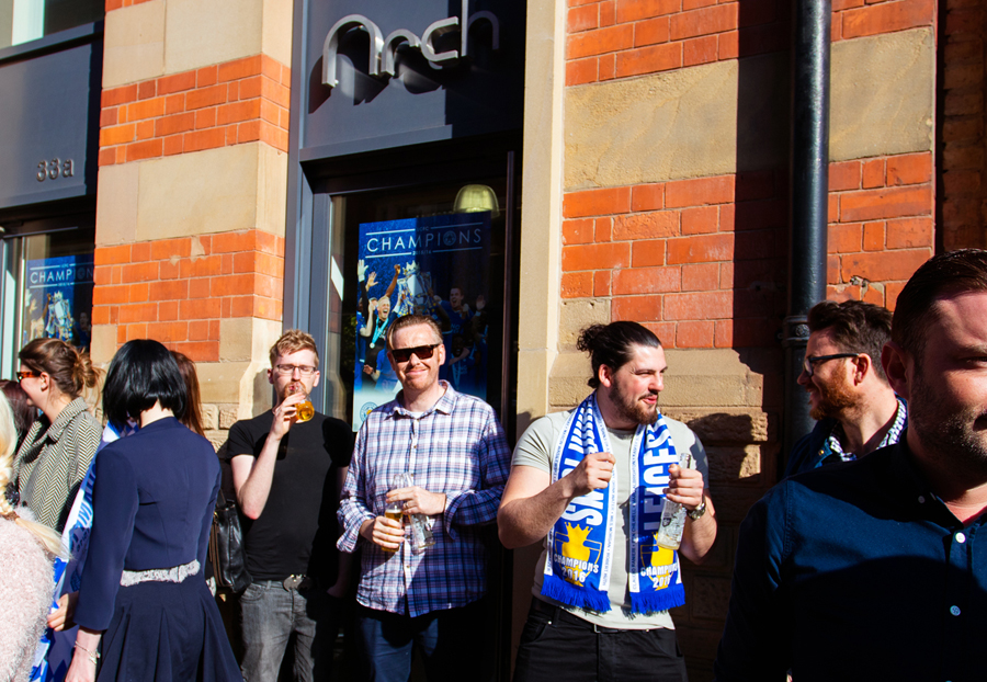 Luke and the team toast Leicester City’s success