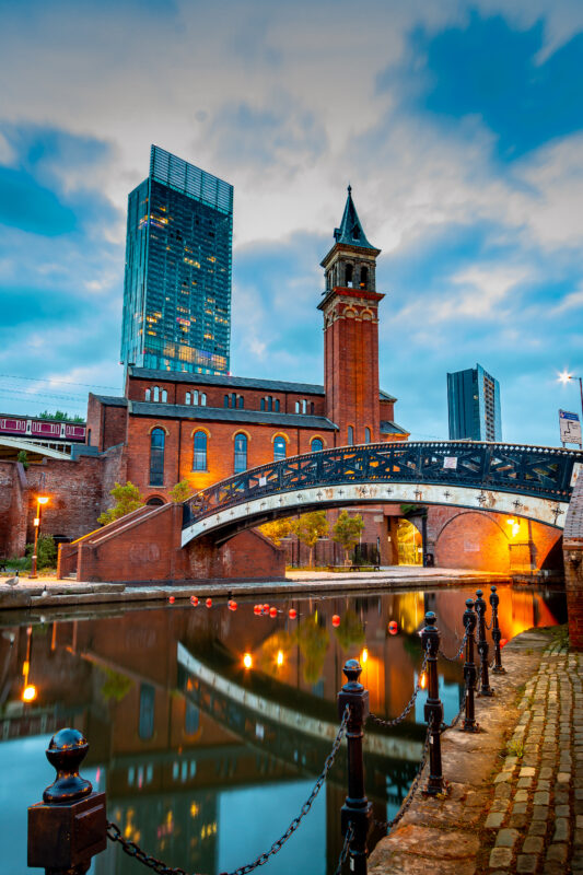 Castlefield basin Manchester Rochdale canal bridge