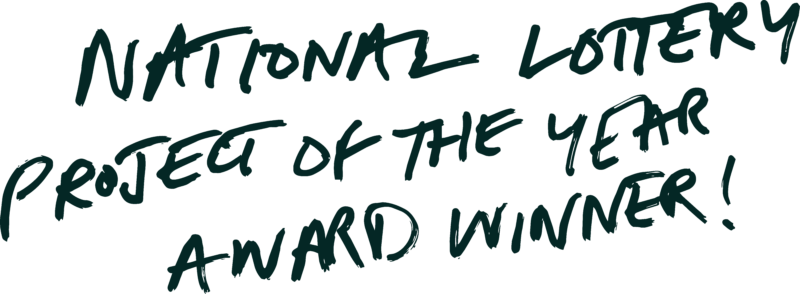 Handwritten text saying: 