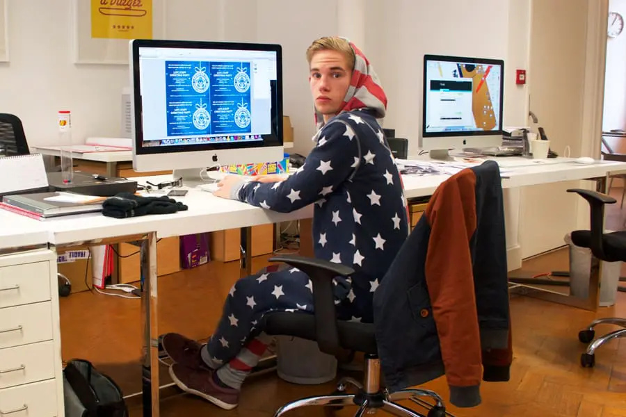 One of our first designers, Jake, on National Onesie day