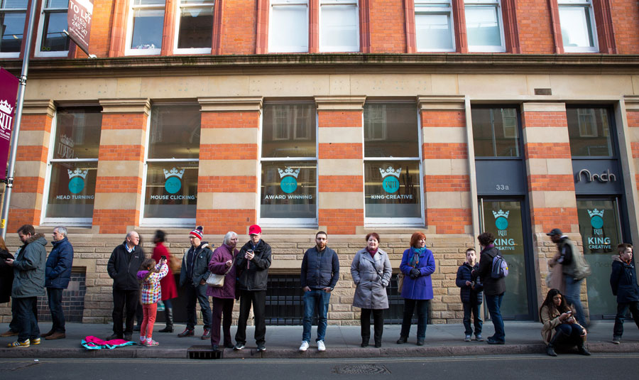 Crowds gather outside our studio for King Richard III’s funeral